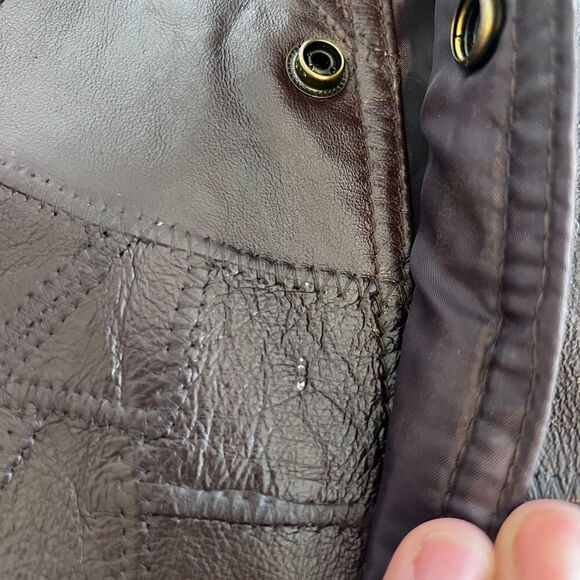 Genuine Leather Brown Snap Button Front Vest Western Wear Urban Cowboy Size XL - Picture 8 of 12